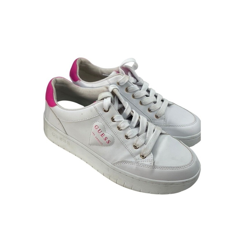 Guess Marthas-R Sneakers Women 10 White Pink Heart Platform WGMARTHAS-R